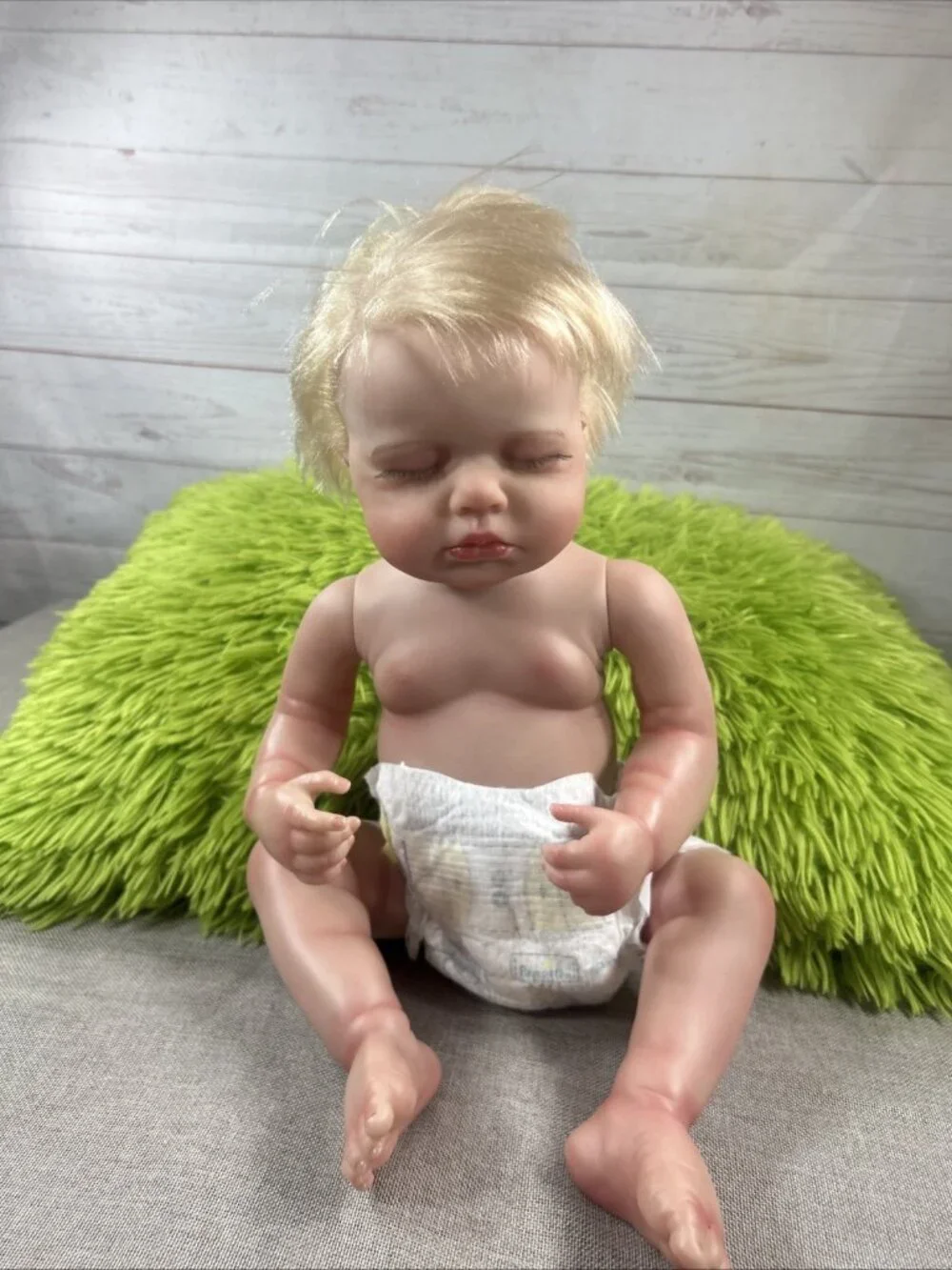 Sleeping Baby Doll Reborn Boy Anatomically Correct Newborn 18” Blonde Eye lashes
